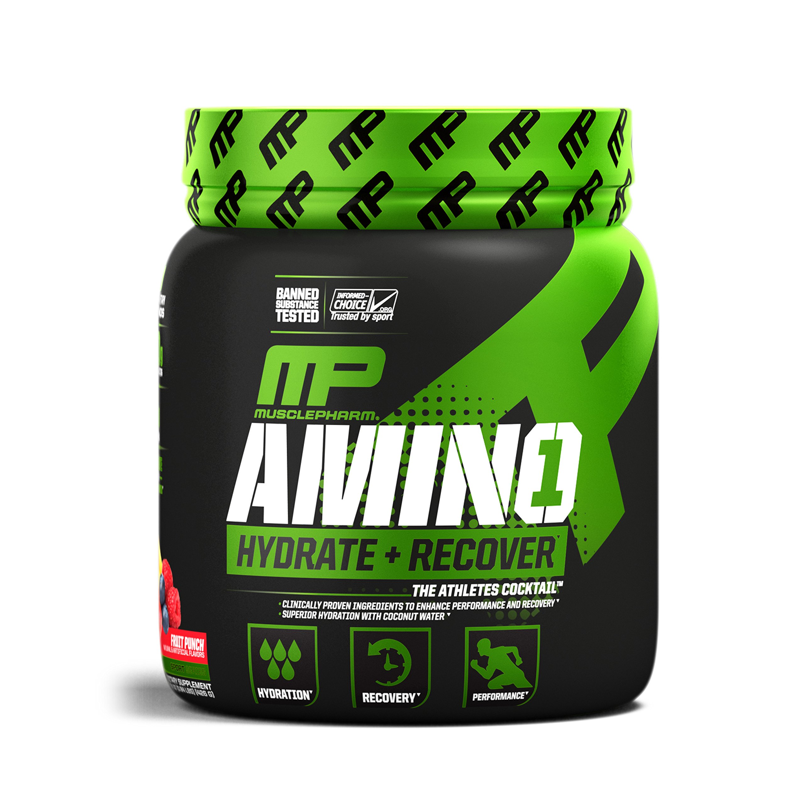 MusclePharm Amino 1 Powder, Hydration and Recovery, Fruit Punch, 30 Servings