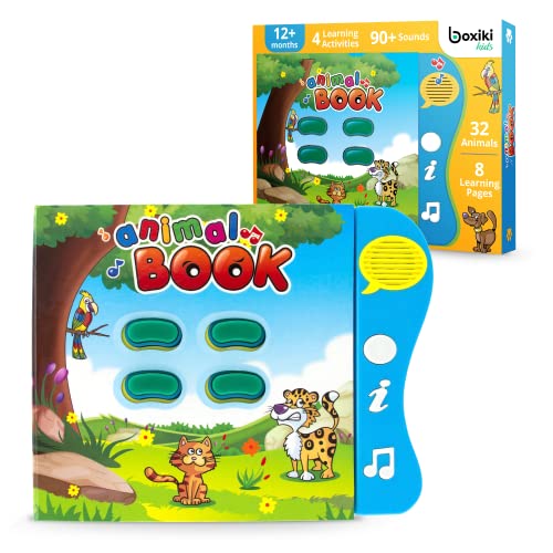 Boxiki kids Animal Sound Book for 1 Year Olds & Up - Toddlers Learning Toys with Animal Sounds and Games. Preschool Learning Toys & Interactive Books for Baby with Melodies & Light Up Buttons