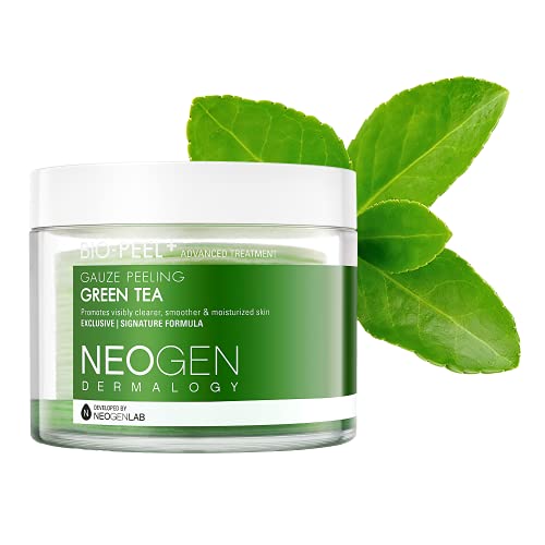 DERMALOGY by NEOGENLAB Bio-Peel Gauze Peeling Pad - Exfoliating and Cleansing Pad with Green Tea Extract - Hydrating Soothing and Revitalizing - 100% Pure Cotton Gauze - 30 Counts (GREEN TEA)
