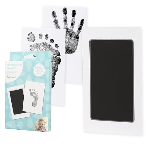 Pearhead Newborn Baby Handprint or Footprint “Clean-Touch” Ink Pad, 2 Uses, Black, 1 Count (Pack of 1)