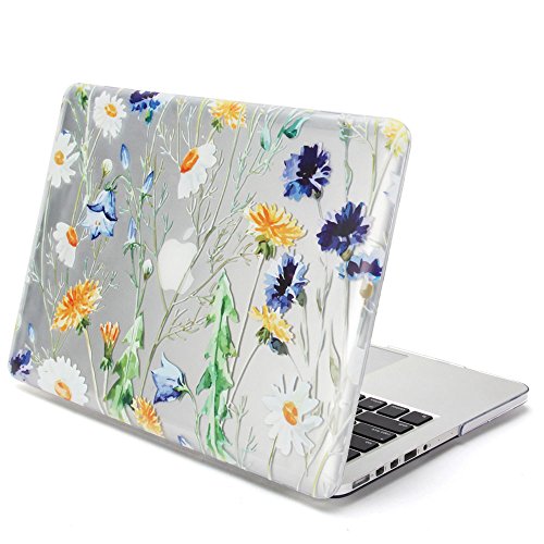 GMYLE MacBook Pro 13 Inch Case 2015 2014 2013 end 2012 A1502 A1425, Clear Plastic Hard Shell Cover for Apple Mac Pro 13" Retina Display Older Version - Crystal Floral