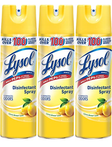 Book Cover Lysol Disinfectant Spray, Lemon Breeze, 19 Ounce (Pack of 3)