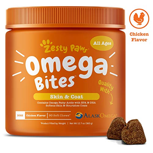 Book Cover Omega 3 Alaskan Fish Oil Chew Treats for Dogs - with AlaskOmega for EPA & DHA Fatty Acids - for Shiny Coats & Itch Free Skin - Natural Hip & Joint Support + Promotes Heart & Brain Health - 90 Count