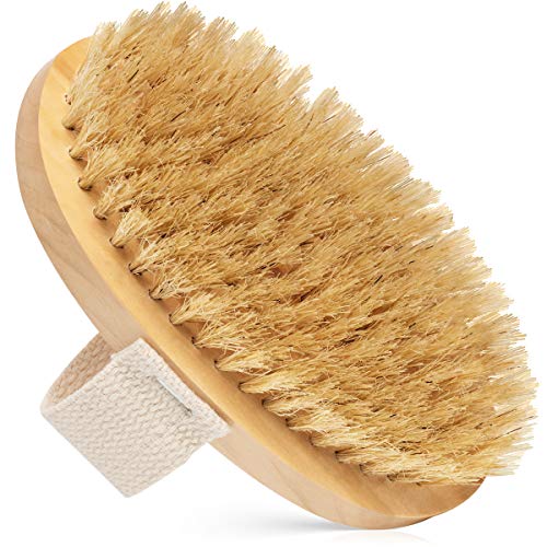 Book Cover Dry Body Brush - 100% Natural Bristles - Cellulite Treatment, Increase Circulation and Tighten Skin. (Pack of 1)