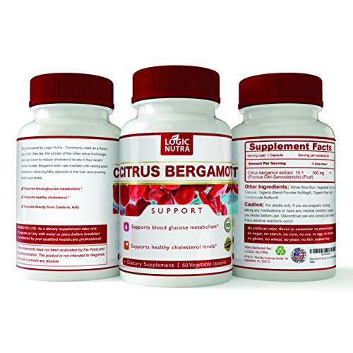 Logic Nutra Bergamot Capsules Cholesterol Support, Gluten Free, Vegan, 60 Capsules