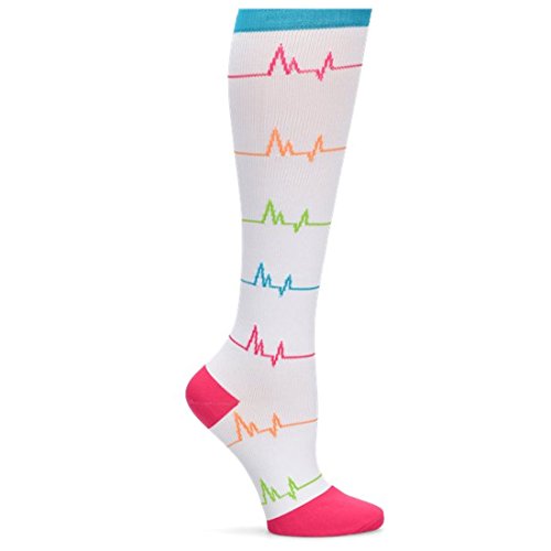 Book Cover EKG Compression Socks by Nurse Mates - White,Size 9-11