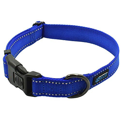 Book Cover Max and Neo NEO Nylon Buckle Reflective Dog Collar - We Donate a Collar to a Dog Rescue for Every Collar Sold (Medium, Blue)