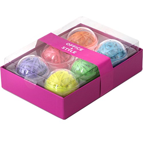 Office+Style 6 Colored Rubber Band Balls with Close-Lid Storage Cases, 270 Pieces