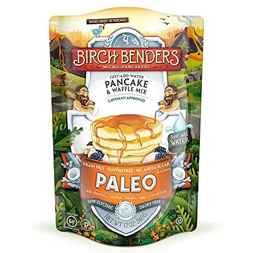 Book Cover Paleo Pancake & Waffle Mix by Birch Benders, Low-Carb, High Protein, High Fiber, Gluten-free, Low Glycemic, Prebiotic, Keto-Friendly, 12 oz