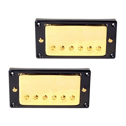Seismic Audio Pair of Gold Classic PAF Style Closed Humbucker Pickups Bridge and One Neck (SAGA50)