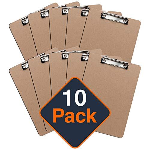 Book Cover Clipboards (Set of 10) by Office Solutions Direct! ECO Friendly Hardboard Clipboard, Low Profile Clip Standard A4 Letter Size