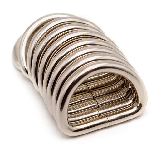 Akord Lot DE 10 Anneaux en D pour poignées de Sac ou Portefeuille - Argent - 30 mm