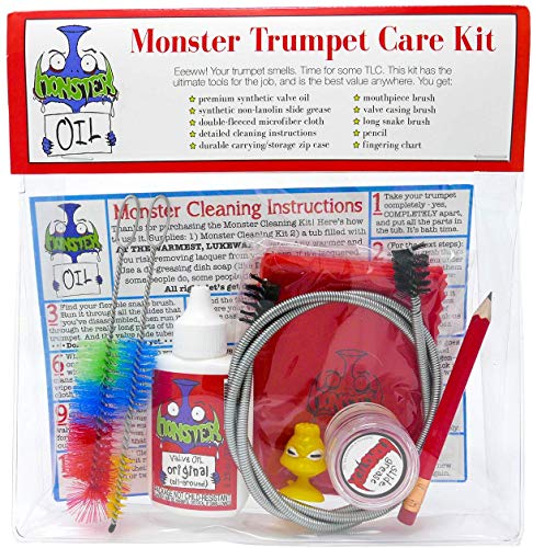 Book Cover Monster Trumpet/Cornet Care and Cleaning Kit | Valve Oil, Slide Grease, and More! Everything You Need to Take Care of and Clean Your Trumpet!