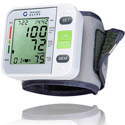 Book Cover Clinical Automatic Blood Pressure Monitor FDA Approved by Generation Guard with Portable Case Irregular Heartbeat BP and Adjustable Wrist Cuff Perfect for Health Monitoring