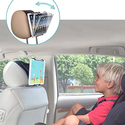 TFY Universal Car Headrest Mount Holder with Angle- Adjustable Holding Clamp for Tablets - iPad 2/3 / 4 - iPad Mini - iPad Air - iPad Pro - Samsung Galaxy Tab S2 - Tab A and More