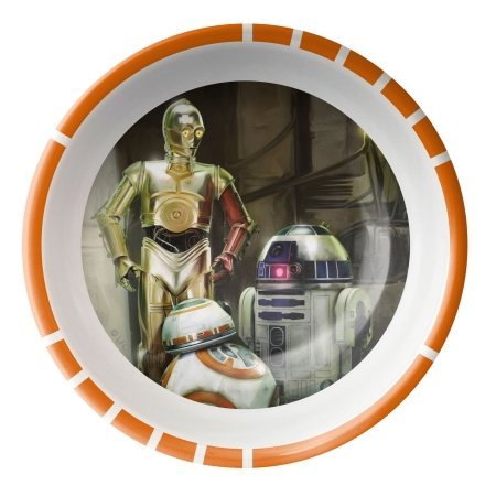 Book Cover Zak Designs Star Wars: The Force Awakens C-3PO, R2-D2 and BB-8 Plastic Cereal Bowl 5 Inch