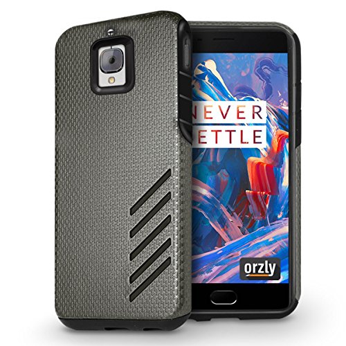 Orzly OnePlus 3 / OnePlus 3T Case Grip-Pro Case for OnePlus 3 (Original 2016 Model & OnePlus 3T Version) - Durable & Light-Weight Twin Layer Case for Added Grip & Protection - Graphite Grey