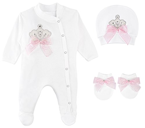 Lilax Baby Girl Jewels Crown Layette 3 Piece Gift Set