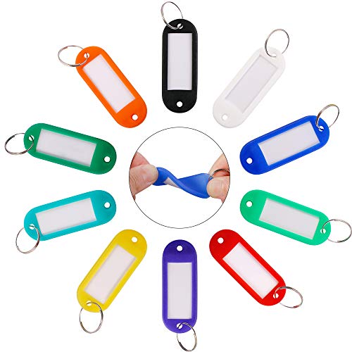 InterUS Key Caps Tags, Id Labels Tags with Split Ring, 40 Pcs in 8 Different Colors