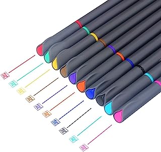 MyLifeUNIT Fineliner Color Pen Set, 0.4mm Colored Fine Liner Sketch Drawing Pen, Pack of 10 Assorted Colors