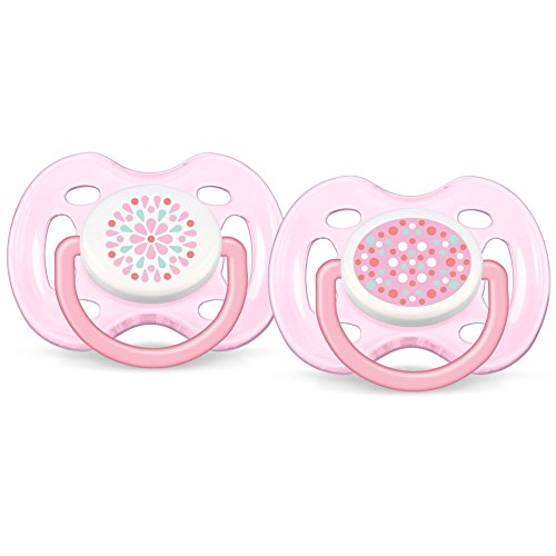 Book Cover Philips Avent BPA Free Contemporary Freeflow Pacifier, Pink/Pink, 0-6 Months, 2 Count