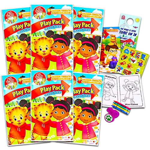 Daniel Tigers Neighborhood Play and Go Super Set Coloring Book with Stickers and Crayons - 6 Pack