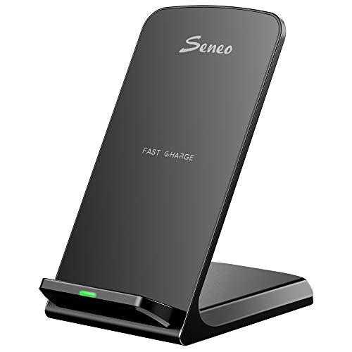 Wireless Charger, Seneo Qi-Certified 10W Fast Wireless Charger for Galaxy Note10/Note 9/S10/S9/S8, Standard for iPhone XR/XS MAX/XS/X/8/8Plus/LG V30/V40/Google Pixel 3, WaveStand 014(No AC Adapter)