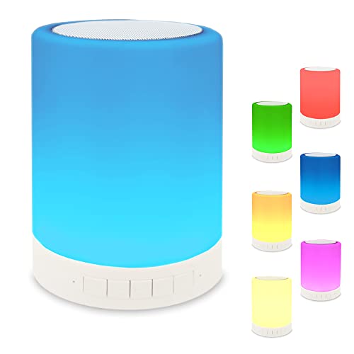ZHOPPY Touch Control Bedside Lamp, Portable Bluetooth Speaker Night Light Table Lamp Colour LED Outdoor Speaker Light Music Player Birthday Gifts