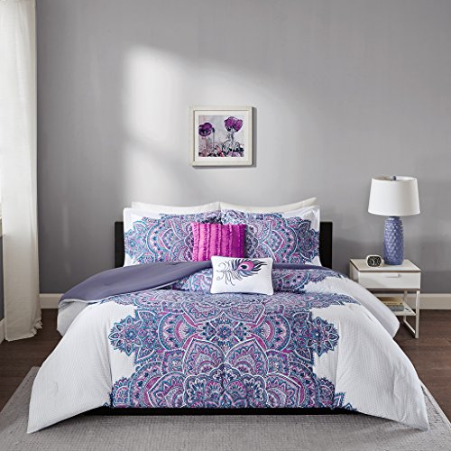 Intelligent Design- Mila Comforter Set Twin/Twin XL Size - Purple, Medallion - 4 Piece Bed Sets - All Season Ultra Soft Microfiber Teen Bedding - Perfect For Dormitory - Great For Girls Bedroom