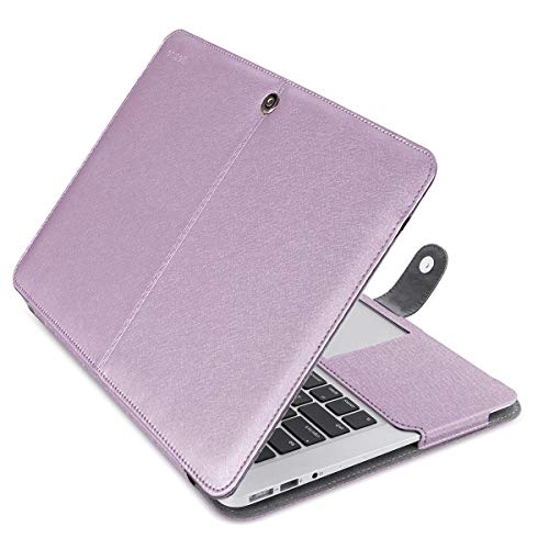 MOSISO MacBook Air 13 inch Case, Premium PU Leather Book Folio Protective Stand Cover Sleeve Compatible with MacBook Air 13 inch A1466 / A1369 (Older Version Release 2010-2017), Silky Light Purple