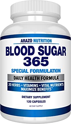 Blood Sugar Support Supplement - 20 Herbs & Multivitamin for Blood Sugar Control with Alpha Lipoic Acid & Cinnamon - 120 Pills - Arazo Nutrition