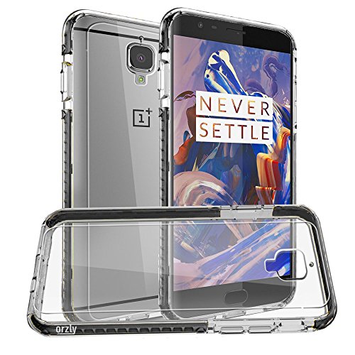 Book Cover Orzly OnePlus 3T / OnePlus 3 Case, Fusion Bumper Case Cover Shell for OnePlus Three (Original 2016 Model & 3T Version) Protective Hard Cover with Impact Absorbing Black Rubber Rim & Clear Back Panel