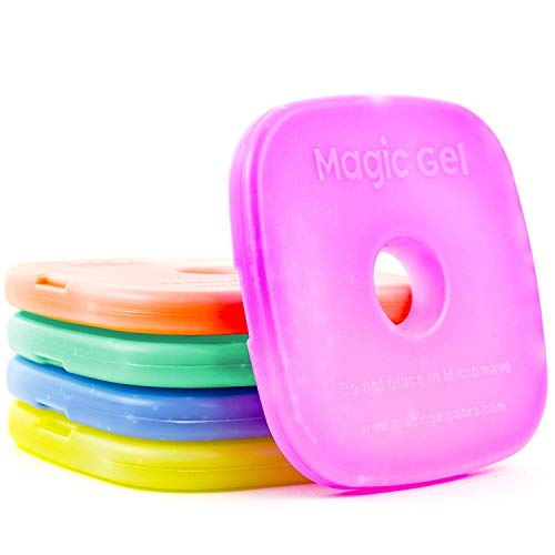 5 x Ice packs for Lunch Bags and Lunch Boxes. Long Lasting, Reusable, Small and Thin. The Perfect Cooler for a Kids lunch box! (by Magic Gel)