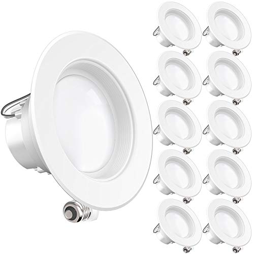 Sunco Lighting 10 Pack 4 Inch LED Recessed Downlight, Baffle Trim, Dimmable, 11W=40W, 2700K Soft White, 660 LM, Damp Rated, Simple Retrofit Installation - UL + Energy Star