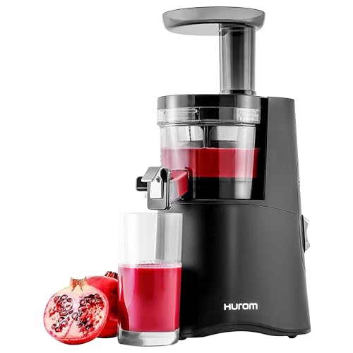 Hurom H-AA Cold Press Juicer Machine, Easy to Clean Masticating Slow Juicer, Coarse Strainer, Adjustable Lever, Minimal Juice Pulp, High Nutrient Extraction (Black)