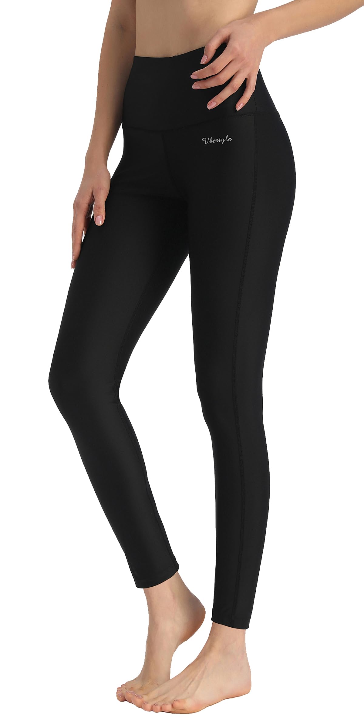 Ubestyle UPF 50+ High Waist Women's Leggings Swimming Tights Sun Protective Black Small