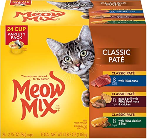 Meow Mix Classic Pate Wet Cat Food, Variety Pack, 2.75 Ounce Cup (Pack of 24) (Discontinued by Manufacturer)