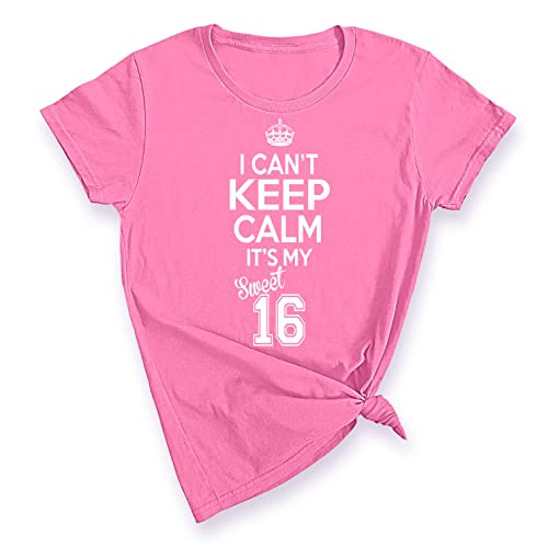 Promotion & Beyond Sweet Sixteen It's My Birthday! Women's T-Shirt, XL, Azalea Pink