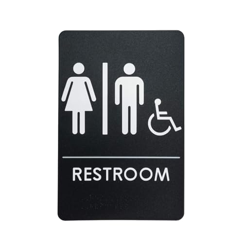 Rock Ridge Unisex Restroom Sign Black/White - ADA Compliant