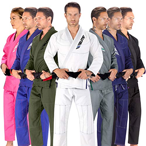 Book Cover Elite Sports BJJ GI for men IBJJF kimono BJJ Jiujitsu GIs W/Preshrunk Fabric & Free Belt (See Special Sizing Guide) (White, A2)