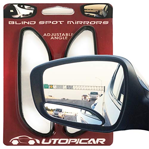 Utopicar Long Blind Spot Car Mirror Aesthetic Convex Mirrors - Side Mirror Engineered Design - Up & Down Adjustable - Blind Spot Rear View Mirrors for Car (2-Pack)