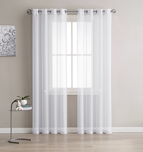 Book Cover LinenZone - Grommet Semi Sheer Curtains - 2 Pieces - Total Size 108 Inch Wide (54 Inch Each Panel) - 84 Inch Long Panels - Beautiful, Elegant, Natural Light Flow Material (54