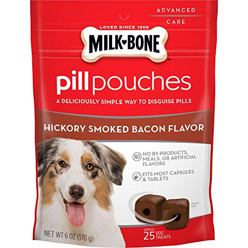 Book Cover Milk-Bone Pill Pouches Dog Treats, Hickory Smoked Bacon Flavor, 6 Ounces (Pack of 5)