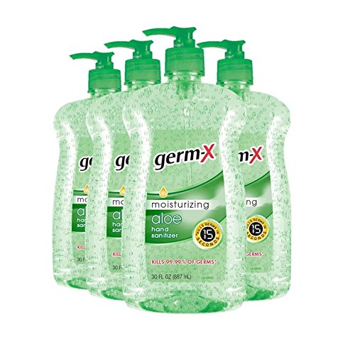 Book Cover Germ-X Hand Sanitizer, Aloe, Pump Bottle, 30 Fluid Ounce (Pack of 4)