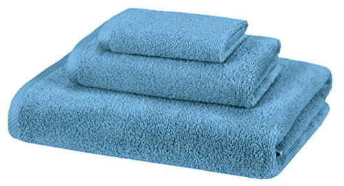 Book Cover AmazonBasics 3 Piece Cotton Quick-Dry Bath Towel Set - Lake Blue