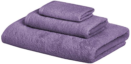 AmazonBasics Quick-Dry, Luxurious, Soft, 100% Cotton Towels, Lavender - 3-Piece Set