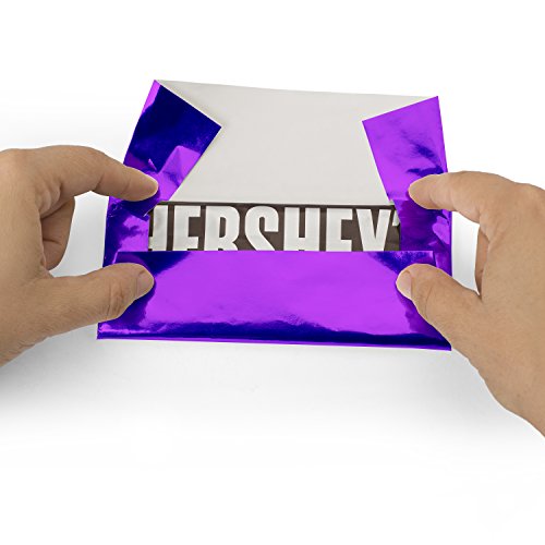 Foil Wrapper - Pack of 100 Candy Bar Wrappers with Thick Paper Backing - Folds and Wraps Well - Best for Wrapping 1.55Oz Hershey/Candies/Chocolate Bars/Gifts - Size 6" X 7.5" (Purple)