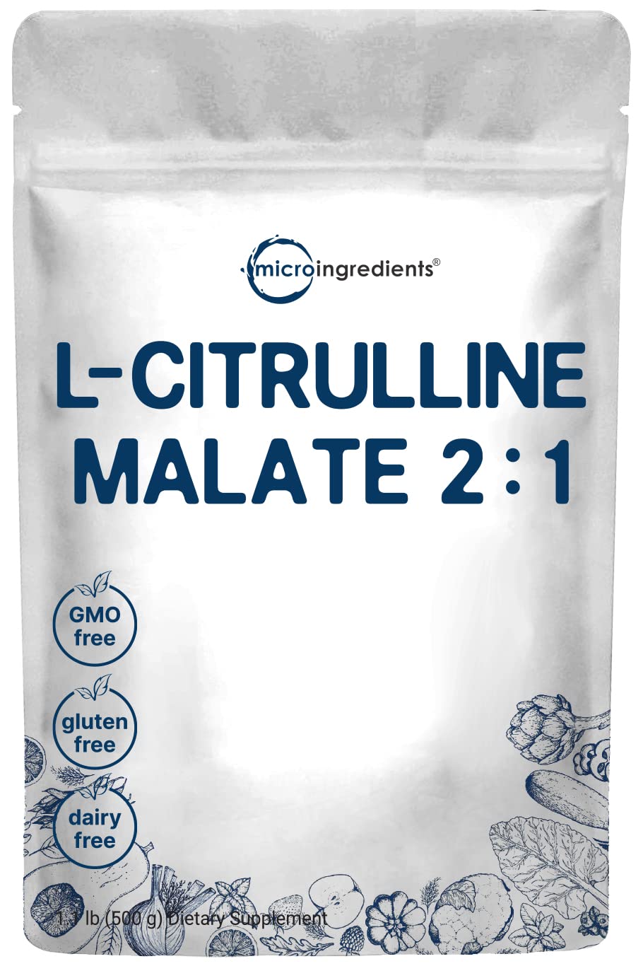 Pure L Citrulline Malate 2:1 Powder, 500 Grams, Filler Free, Vegan Citrulline Supplement and Citrulline Nitrate, Supports Muscle Performance, Endurance and Strength, Unflavored, Dissolve Easily 1.1 Pound (Pack of 1)
