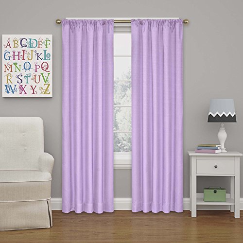 ECLIPSE Kendall Thermal Insulated Single Panel-Rod Pocket Darkening Curtains for Living Room, 42" x 95", Light Purple