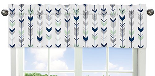 Grey, Navy and Mint Woodland Arrow Print Girl or Boy Window Valance